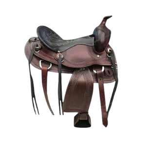 Silla de Montar Western de Cuero Repujado Premium con Estribos de Cuerno, Cómoda para Equitación, Vaquismo, Rodeo y Senderismo en Rancho - Product Image 2