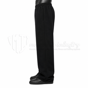 Pantalon de jogging unisexe noir à jambe large pour homme, taille élastique, poches latérales, idéal pour le printemps, 100 % coton, écologique et respirant - Product Image 4