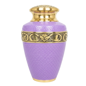 Urna Funeraria de Latón Azul para Adultos con Banda Dorada, Urna Conmemorativa de Metal Estilo Europeo para Artículos Funerarios, Urnas de Diseño Único - Product Image 3