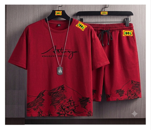 Boys Solid Print <b>Patchwork</b> Jersey Material 100% Cotton Casual Style Short Sleeve T-<b>Shirt</b> Shorts Set for Summer Outdoor - Product Image 1