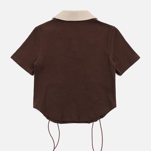 เสื้อยืดเสื้อลูกไม้แขนสั้นสำหรับผู้หญิงเสื้อยืดเสื้อพิมพ์ลายปักโลโก้ออกแบบได้ตามต้องการสำหรับฤดูร้อน - Product Image 2