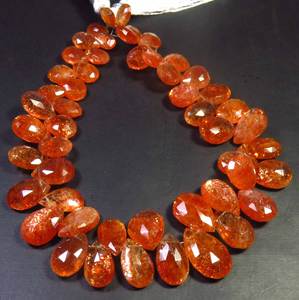 Cuentas de Piedra Solar Confeti Arcoíris Natural, Hilo de 8.5 Pulgadas, Forma de Pera, Facetadas, Grado Superior, Naranja, 8-15mm, Para Creación de Joyas - Product Image 3