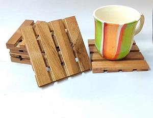 Wooden Tea <b>Coasters</b> Teak Wood <b>Table</b> for Tea Cups Coffee Mugs Beer Cans Tumblers Water Glasses Durable Drink for Home Office - Product Image 4