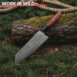 Cuchillo de Chef de Acero Damasco Hecho a Mano de 12 Pulgadas con Mango de Madera, el Mejor Proveedor de Cuchillos de Cocina de Acero Inoxidable Hechos a Mano - Product Image 5