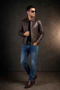 Chaqueta de Motociclista para Hombre, de Cuero de Oveja Negro, Impermeable, con Cuello Camisero, Cierre de Cremallera, Corte Ajustado, Manga Regular, para Invierno - Product Image 4