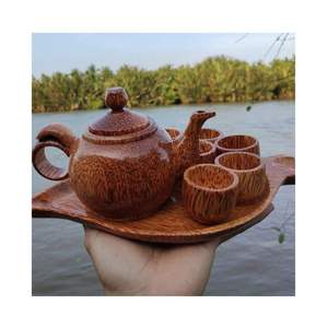 Coconut Wood <b>Tea</b> Cup and Teapot Set Cozy Christmas <b>Tea</b> Collection Natural Tableware <b>for</b> Seasonal <b>Gift</b> Giving - Product Image 1