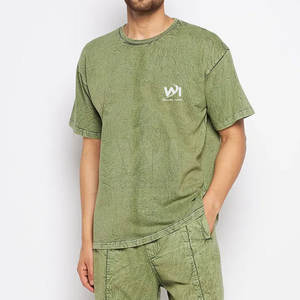 Créez votre propre logo imprimé sur des t-shirts pour hommes en coton 100% effet délavé, coupe ample, style décontracté, dernier design de t-shirt effet délavé pour hommes - Product Image 1