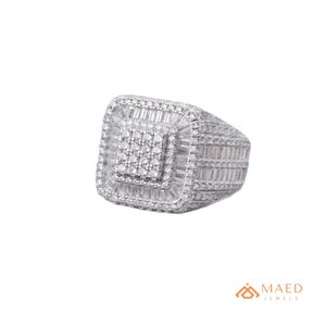 <b>Mens</b> <b>Silver</b> Tone Gold Plated Moissanite Square Hip Hop Statement <b>Ring</b> for <b>Men</b> Wedding Anniversary Stylish - Product Image 1