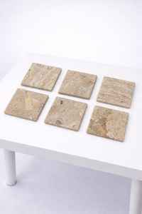 Sous-verres en pierre de travertin naturelle, faits à la main, ensemble de sous-verres pour boissons, décoration minimaliste pour la maison - Product Image 2