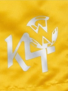 Shorts de MMA unisexe K4 jaunes coupe ample en polyester/coton avec logo frontal imprimé par sublimation - Product Image 5