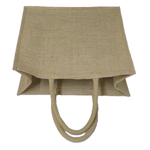 Gripped Soft Padded Rope Handle Natural Color Customized Burlap Promotional Advertising Jute Tote Shopping <b>Bag</b> For Branding - Product Image 4