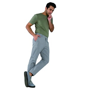 Pantalones Casuales Rectos para Hombre, Grises, Tipo Chino, Transpirables, Cintura Elástica, Ropa de Calle, Ropa de Trabajo, Pantalones para Exteriores, Bordados, de Secado Rápido - Product Image 2