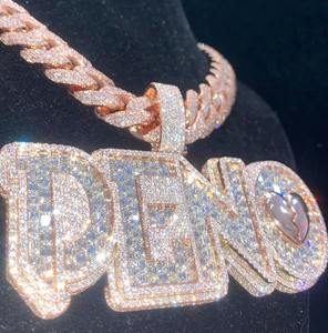 4.60Ct <b>Initial</b> Custom Letter <b>Pendant</b> with Round Cut Moissanite 925 Rose Gold Plated for Parties - Product Image 4