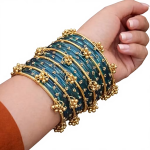 กำไลแก้วสไตล์คาชิมิริมังโกรจิฮัมกิไข่มุกประดับโทนสีเงินทันสมัยสำหรับงานแต่งงาน - Product Image 4