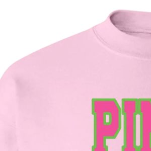 Light <b>Pink</b> <b>Pink</b> & Green Graphic Crewneck Pullover Sweatshirt <b>Long</b> <b>Sleeve</b> Ribbed Cuffs Casual Women's Fleece <b>Top</b> Fashion Street - Product Image 5