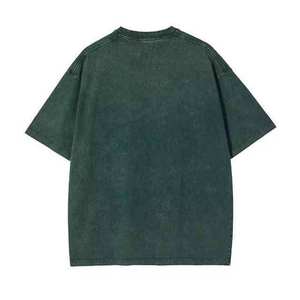 Men Acid Wash T-Shirt Vintage Washed Cotton Crew Neck Short Sleeve Loose Fit Streetwear Casual Everyday Comfort Top - Product Image 4