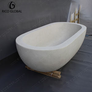 Bañera Ovalada Independiente de Mármol Blanco, Colección de Bañeras de Lujo - Product Image 3