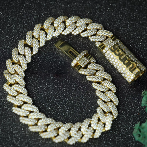 Cadena Cubana de Plata S925 con Moissanita VVS de 12mm, Estilo Hip Hop, con Puntas de Diamantes, para Hombre, Pasa la Prueba GRA - Product Image 1