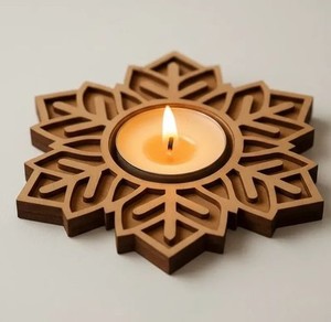 Support de bougie en bois motif flocon de neige pour la maison, les mariages, les événements et les cadeaux, bougie personnalisée en forme de bol pour la table et l'aromathérapie - Product Image 6