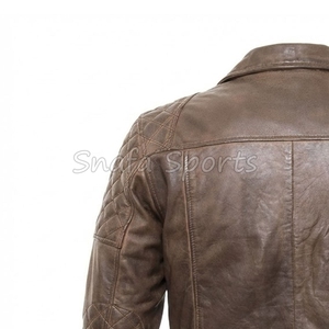 Veste en cuir pour homme, coupe ajustée, style motard, qualité supérieure, tenue d'hiver, design streetwear moderne - Product Image 6