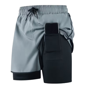 2 In 1 Double <b>Layer</b> Men's Running Short For Summer Workout Gym Sportswear Private Label Athletic Fitness Short Compression Short - Product Image 3