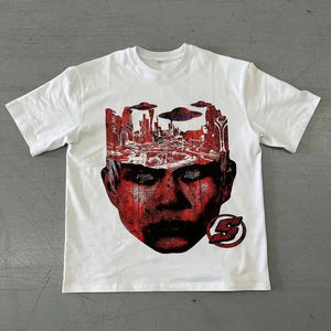 เสื้อยืดแขนสั้นผู้ชายคุณภาพสูงแบบ OEM สั่งทำพิเศษ ผ้าฝ้าย 100% พิมพ์ลาย DTF แบรนด์ดัง ลายวินเทจ สีขาว - Product Image 1