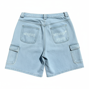 Shorts de mezclilla casuales con pedrería, de cintura baja y corte recto, para hombre y mujer, de moda y gran venta. - Product Image 6