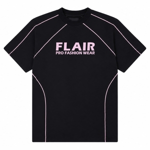 เสื้อยืดแร็กแลนสตรีทแวร์ผู้ชายสั่งทำพิเศษ ผ้าคอตตอนเทอร์รี่ 100% น้ำหนัก 220 กรัม แขนสั้น แต่งแถบสีชมพูตัดกัน พร้อมปักโลโก้ตามสั่ง - Product Image 2