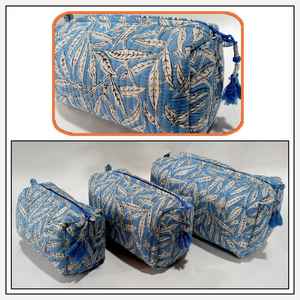 Personalized Custom Flower Cosmetic Polyester Cotton Zipper Pouch Womens Quilted Makeup Bag toiletry bas - Product Image 3