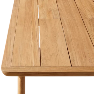 Scandinavian Outdoor Dining <b>Table</b> Solid Teak <b>Wood</b> Rounded Edge Slatted Top Minimalist Frame for Luxury Resort <b>Garden</b> Dining - Product Image 2