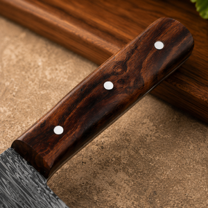 Custom Handmade Damascus Steel Serbian Chef <b>Knife</b> with Rosewood <b>Handle</b> Leather Sheath Butcher Meat Cleaver Kitchen <b>Knife</b> OEM ODM - Product Image 4