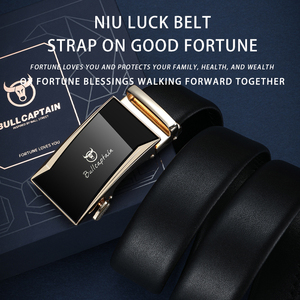 เข็มขัดหนังวัวแท้ BULLCAPTAIN สำหรับผู้ชาย ดีไซน์เรียบง่าย ทนทานทุกสภาพอากาศ เหมาะสำหรับใส่ทำงานหรือลำลอง หัวเข็มขัดอัตโนมัติโลหะผสม คุณภาพสูง - Product Image 3