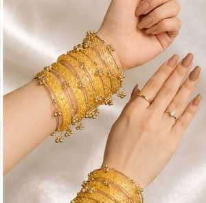 Juego de Brazaletes de Perlas de Vidrio Churiyan en Todos los Tamaños, Bajo MOQ y Precios Accesibles, Joyería para Mujer, Colores y Tamaños Personalizados, Brazaletes Tradicionales de Cachemira para Niñas - Product Image 3