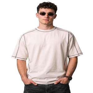 <b>Men's</b> Beige Regular Fit 100% Cotton Quick Dry Custom Design T-Shirt Contrast Stitching O-<b>Neck</b> Short Sleeve Casual Top - Product Image 1