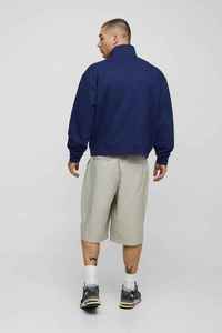 Sweat-shirt à col montant pour homme, bleu marine, coupe ample, style décontracté, tricoté, manches longues, couleur unie, style automne - Product Image 2
