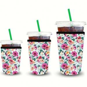 Custom Pattern Reusable Neoprene <b>Cooler</b> Sleeve Iced for Hot Cold Coffee <b>Drinks</b> Beverage 12-32oz - Product Image 2