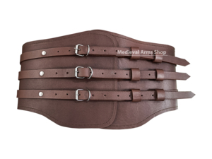 Armure médiévale artisanale en cuir marron, réglable, avec trois boucles, protection de la taille, pour cosplay, reconstitution historique, costumes de Saint-Valentin, de films et de séries TV - Product Image 1