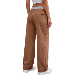 Pantalon évasé tendance pour femme, taille mi-haute avec cordon de serrage avant, logo personnalisé, extensible, style streetwear, coupe ample, décontracté, pour la nuit - Product Image 2