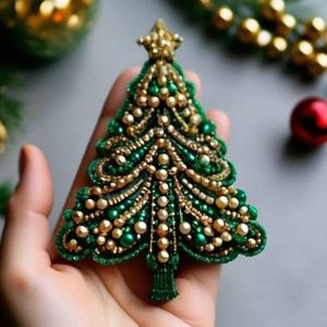 Unique Handmade Christmas Hanging Ornaments with Detailed Beading for Modern Artistic Holiday Home Styling - Product Image 3