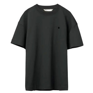 T-shirt en coton noir pour homme, coupe classique, col rond, manches courtes, jersey uni décontracté, design avec logo sur le devant - Product Image 3