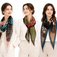 Écharpe pour femme en polyester 100% à motif de roses, fabriquée en Corée, toutes saisons, 50x180cm SC-44