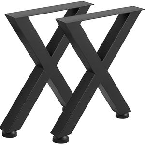 Set di 2 gambe per tavolo da pranzo a X in acciaio, a sezione quadrata, per impieghi gravosi, altezza 28 pollici, larghezza 24 pollici, per parchi - Product Image 1