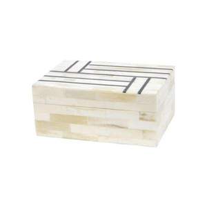 Moderna Caja de Joyería Rectangular de Madera Negra y Blanca con Cierre de Hebilla y Diseño Grabado - Product Image 2