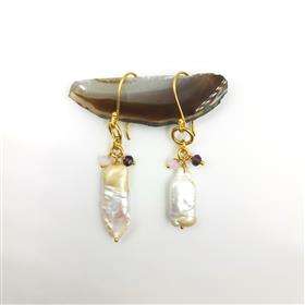 Pendientes colgantes de perlas y piedras preciosas chapados en oro de 18 quilates, pendientes de perlas y piedras preciosas al por mayor con diseño moderno - Product Image 2