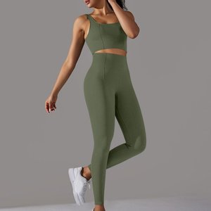 Ensemble de yoga 2 pièces pour femme : débardeur court et leggings taille haute, ultra doux, sensation seconde peau, extensible, respirant, sexy et sportif - Product Image 4