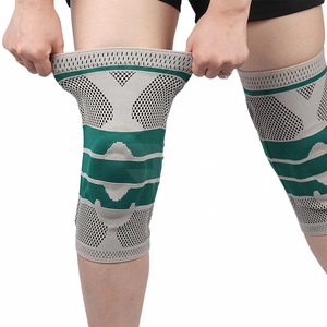 Silicone <b>Padded</b> Knee Sleeve Spring Support Knee Brace Sports Fitness Basketball Meniscus Patella Protection Knee Protector - Product Image 1