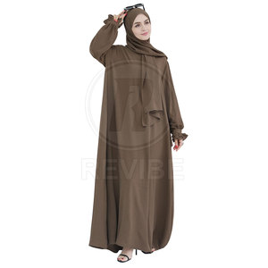 Abaya élégante et respirante en coton/polyester pour femme, idéale pour un style de vie modeste - Longueur au sol, manches longues, toutes saisons - Product Image 3