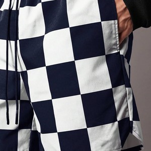 Shorts d'été à carreaux personnalisés avec logo pour hommes, en coton, décontractés, taille élastique, taille mi-haute, avec poches, motif blanc et noir - Product Image 3