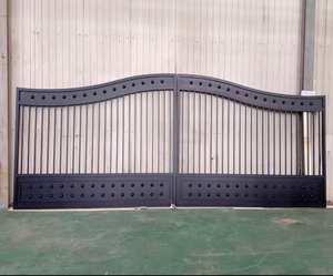 Puerta Batiente de Hierro Forjado para Entrada de Vehículos, Puertas Batientes para Villas, Sistema de Puerta de Acero de Seguridad, Galvanizado, con Recubrimiento en Polvo, Duradero y Ecológico - Product Image 4