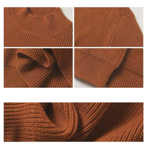 เสื้อสเวตเตอร์คอเต่าทรงหลวมหนานุ่มสำหรับผู้ชาย สีสันตามสั่ง สไตล์ลำลองสำหรับฤดูหนาว เสื้อโอเวอร์ไซส์ ให้ความอบอุ่นด้านหน้า เสื้อถักนิตติ้ง - Product Image 2